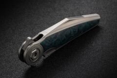 Rike Knife Viper 3-P/GrCF Plain Titanium Integral Handle With Green Carbon Fiber Inlay Bohler M398 Çakı