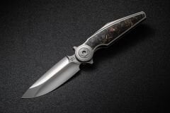 Rike Knife Viper 3-P/OCF Plain Titanium Integral Handle With Orange Carbon Fiber Inlay Bohler M398 Çakı