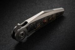 Rike Knife Viper 3-P/OCF Plain Titanium Integral Handle With Orange Carbon Fiber Inlay Bohler M398 Çakı