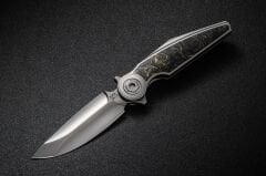 Rike Knife Viper 3-P/GCF Plain Titanium Integral Handle With Gold Carbon Fiber Inlay Bohler M398 Çakı