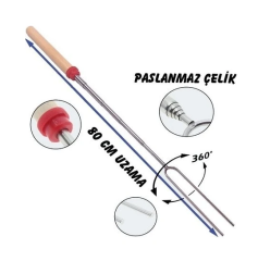 TELESKOBİK BARBEKÜ ÇATALI Kırmızı