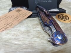 Rike Knife Viper 4-B Sınırlı Üretim Timasteel Entegre Saplı Damasteel Cep Çakısı