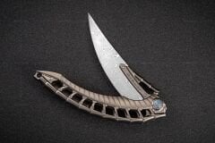 Rike Rk Alien4-DG &(Rk PT-B) | Koyu Gri Titanyum Sap | Damascus Çelik Çakı | RK-12261-1