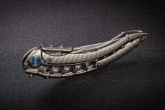 Rike Rk Alien4-DG &(Rk PT-B) | Koyu Gri Titanyum Sap | Damascus Çelik Çakı | RK-12261-1