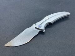 Rike Knife RK-S05-P Plain Titanium Handle Damasteel Mozaik Desenli Çakı