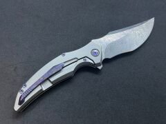 Rike Knife RK-S05-P Plain Titanium Handle Damasteel Mozaik Desenli Çakı