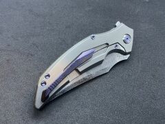Rike Knife RK-S05-P Plain Titanium Handle Damasteel Mozaik Desenli Çakı