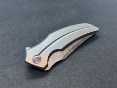 Rike Knife RK-S05-P Plain Titanium Handle Damasteel Mozaik Desenli Çakı