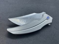 Rike Knife RK-S05-P Plain Titanium Handle Damasteel Mozaik Desenli Çakı