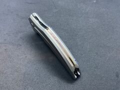 Rike Knife RK-S05-P Plain Titanium Handle Damasteel Mozaik Desenli Çakı