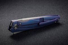 Rike Knife RK 803CH-B Blue Titanium Handle With Carbon Fiber Inlay Bohler M390 Çakı