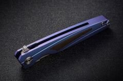 Rike Knife RK 803CH-B Blue Titanium Handle With Carbon Fiber Inlay Bohler M390 Çakı