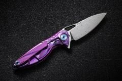 Rike Knife RK-MINI-Pu Purple Titanium Handle Damasteel Kolye Çakı