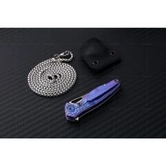 Rike Knife RK-MINI-Pu Purple Titanium Handle Damasteel Kolye Çakı