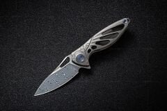 Rike Knife RK-MINI-P Plain Titanium Handle Damasteel Kolye Çakı