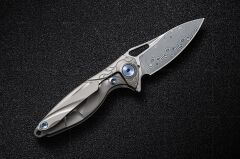 Rike Knife RK-MINI-P Plain Titanium Handle Damasteel Kolye Çakı
