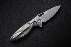 Rike Knife RK-MINI-P Plain Titanium Handle Damasteel Kolye Çakı