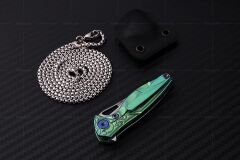 Rike Knife RK Mini-G Green Titanium Handle Damasteel Kolye Çakı