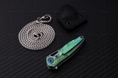 Rike Knife RK Mini-G Green Titanium Handle Damasteel Kolye Çakı