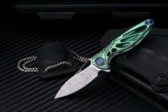 Rike Knife RK Mini-G Green Titanium Handle Damasteel Kolye Çakı