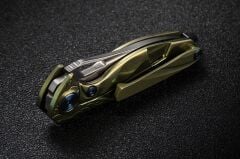 Rike Knife RK Mini-Go Gold Titanium Handle Damasteel Kolye Çakı