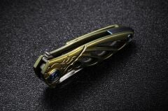 Rike Knife RK Mini-Go Gold Titanium Handle Damasteel Kolye Çakı