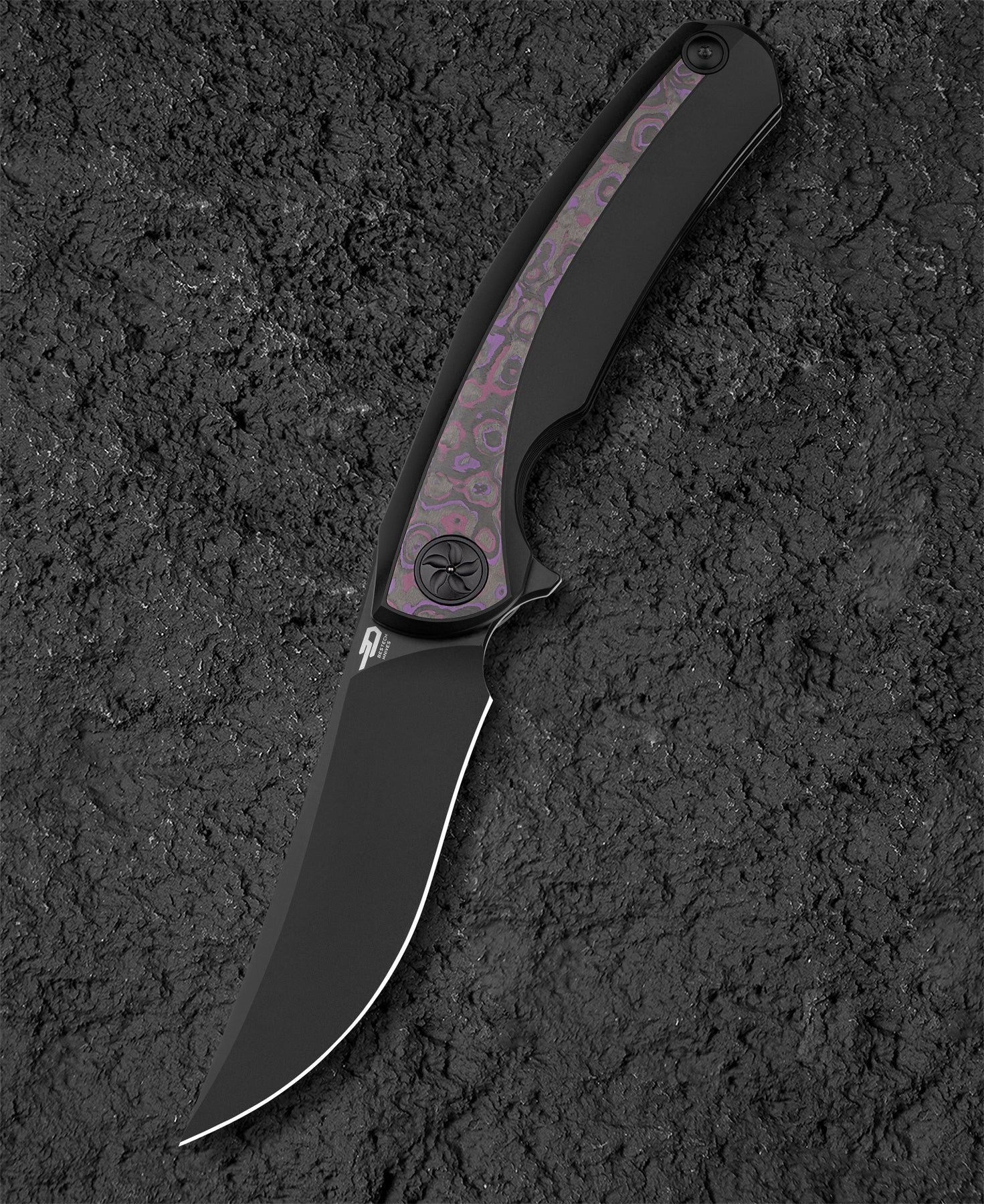 BESTECH SAMBAC BT2402B Titanyum Yağlı Karbon Fiber Kakma Sap Magnacut Çelik Çakı