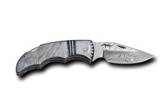 Bora 209 DMS-B Ergonomik Kilitli Damascus Çelik Boynuz Saplı Çakı
