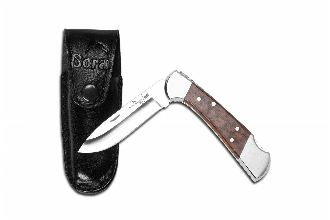 Bora 201 YPA Orta Boy Yuvarlak Uçlu Kilitli Yılan Ağacı Saplı Çakı