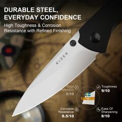 Kizer Spitfire | Alüminyum + Richlite Sap ( Reçine ve Kağıt Karışımı ) | 14C28N Çelik Çakı | V3690A2