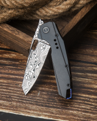 BESTECH NYXIE BT2209E Siyah Titanyum Sap: 3,43'' Damascus ( Şam Çelik ) Bıçak