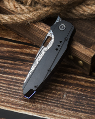BESTECH NYXIE BT2209E Siyah Titanyum Sap: 3,43'' Damascus ( Şam Çelik ) Bıçak