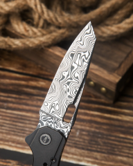 BESTECH NYXIE BT2209E Siyah Titanyum Sap: 3,43'' Damascus ( Şam Çelik ) Bıçak