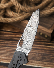 BESTECH NYXIE BT2209E Siyah Titanyum Sap: 3,43'' Damascus ( Şam Çelik ) Bıçak