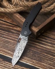 BESTECH NYXIE BT2209E Siyah Titanyum Sap: 3,43'' Damascus ( Şam Çelik ) Bıçak