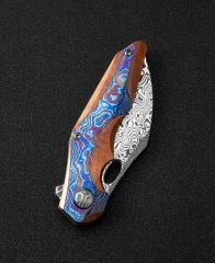 BESTECH NOGARD BT2105H Kırmızı Bakır Titanyum+Timascus Kakma Sap: 3,35'' Damascus ( Şam Çelik )