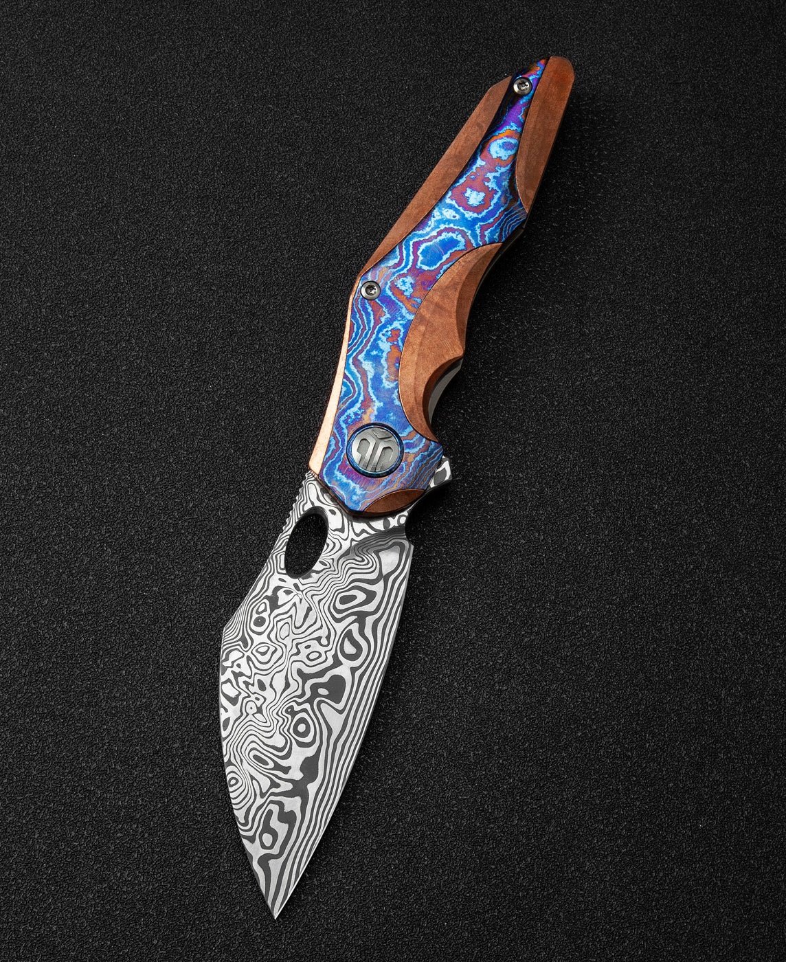 BESTECH NOGARD BT2105H Kırmızı Bakır Titanyum+Timascus Kakma Sap: 3,35'' Damascus ( Şam Çelik )
