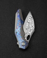 BESTECH NOGARD BT2105G Titanyum+Timascus Kakma Sap: 3,35'' Damascus ( Şam Çelik ) Bıçak