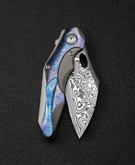 BESTECH NOGARD BT2105G Titanyum+Timascus Kakma Sap: 3,35'' Damascus ( Şam Çelik ) Bıçak