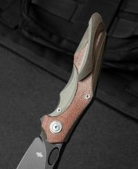 BESTECH NOGARD BT2105F Titanyum+Doğal Kanvas Micarta Kakma Sap: 3,35'' M390 Blade
