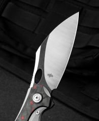 BESTECH NOGARD BT2105C Titanyum+Siyah Kırmızı Mermer Karbon Fiber Kakma Kolu: 3,35'' M390 Blade