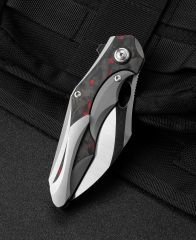 BESTECH NOGARD BT2105C Titanyum+Siyah Kırmızı Mermer Karbon Fiber Kakma Kolu: 3,35'' M390 Blade