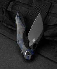 BESTECH NOGARD BT2105B Titanyum+Siyah Mavi Mermer Karbon Fiber Kakma Sap: 3,35'' M390 Blade