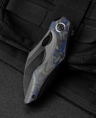 BESTECH NOGARD BT2105B Titanyum+Siyah Mavi Mermer Karbon Fiber Kakma Sap: 3,35'' M390 Blade