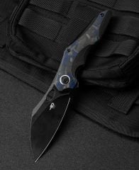 BESTECH NOGARD BT2105B Titanyum+Siyah Mavi Mermer Karbon Fiber Kakma Sap: 3,35'' M390 Blade