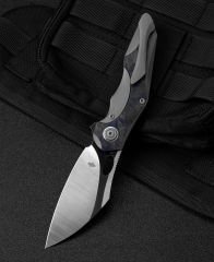 BESTECH NOGARD BT2105A Titanyum+Siyah Mavi Mermer Karbon Fiber Kakma Sap: 3,35'' M390 Blade
