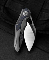 BESTECH NOGARD BT2105A Titanyum+Siyah Mavi Mermer Karbon Fiber Kakma Sap: 3,35'' M390 Blade