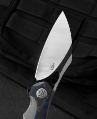 BESTECH NOGARD BT2105A Titanyum+Siyah Mavi Mermer Karbon Fiber Kakma Sap: 3,35'' M390 Blade