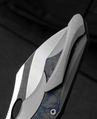 BESTECH NOGARD BT2105A Titanyum+Siyah Mavi Mermer Karbon Fiber Kakma Sap: 3,35'' M390 Blade