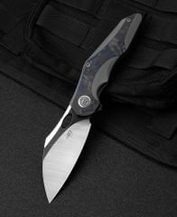BESTECH NOGARD BT2105A Titanyum+Siyah Mavi Mermer Karbon Fiber Kakma Sap: 3,35'' M390 Blade